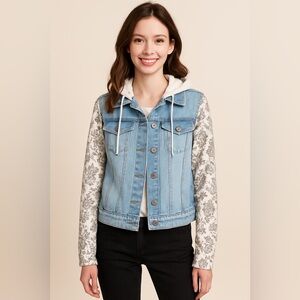 WallFlower Denim Jean Hooded Jacket M NWOT